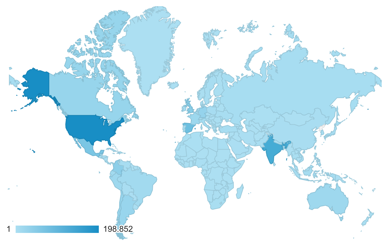 Une carte du monde avec visites PH.