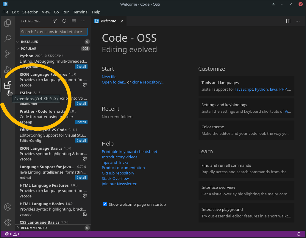 Extensões de VS Code