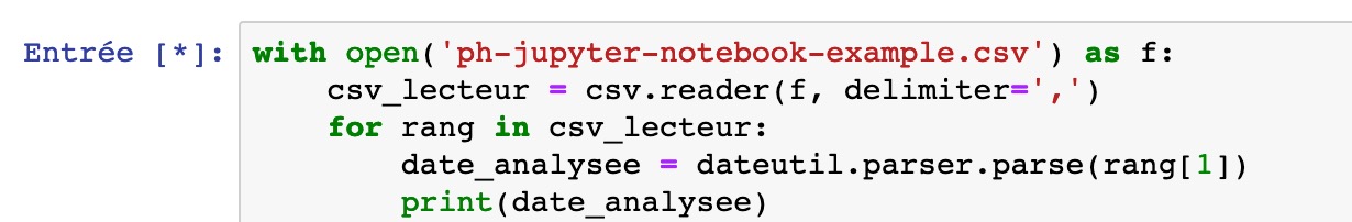 Exécution d'une cellule de code dans un carnet Jupyter