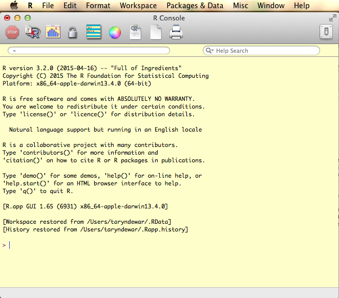 The R console on a Mac.